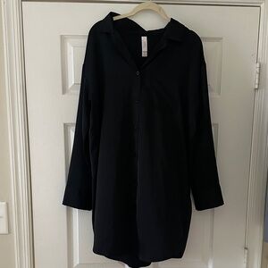 Auden Black Longline Button-Up Sleep Nightgown